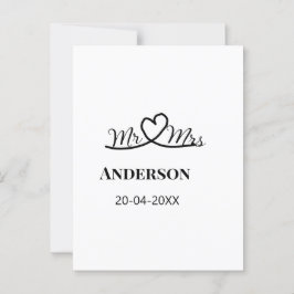 Herr & Fru lägg familjen namn datum år bröllopsgåv Vykort