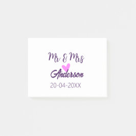 Herr & Fru lägg familjen namn datum år vigsel pres Post-it Block