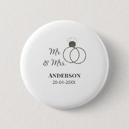 Herr & Fru lägg familjenamn datum år bröllopsfavor Knapp