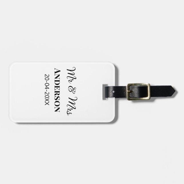 Herr & Fru lägg familjenamn datum år bröllopsgåva  Bagagebricka (Horisontell Framsida)