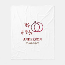 Herr & Fru lägg familjenamn datum år bröllopsgåva  Fleecefilt