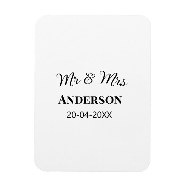 Herr & Fru lägg familjenamn datum år bröllopsgåva Magnet (Vertikal)