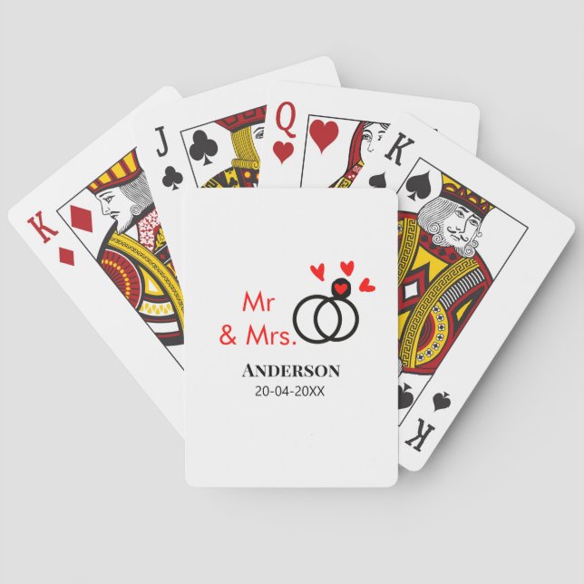 Herr & Fru lägg till efternamn datum år bröllopsgå Casinokort (Baksidan)
