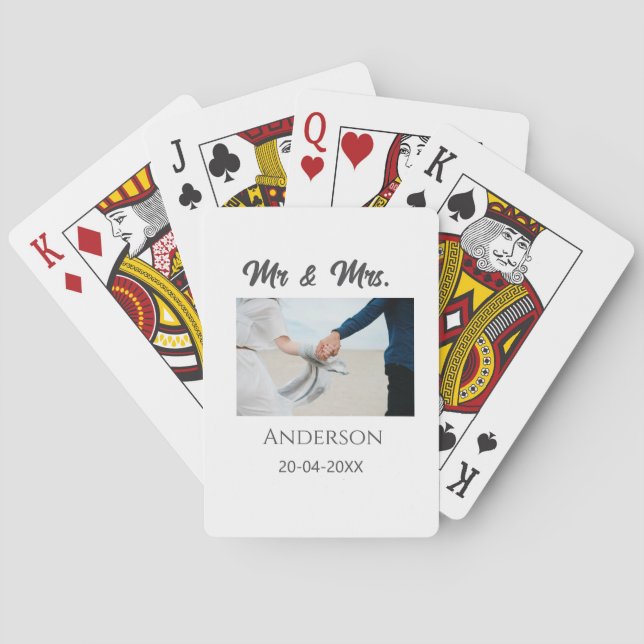 Herr & Fru lägg till efternamn datum år bröllopsgå Casinokort (Baksidan)
