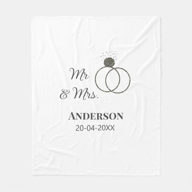 Herr & Fru lägg till efternamn datum år bröllopsgå Fleecefilt (Framsidan)