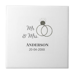 Herr & Fru lägg till efternamn datum år bröllopsgå Kakelplatta