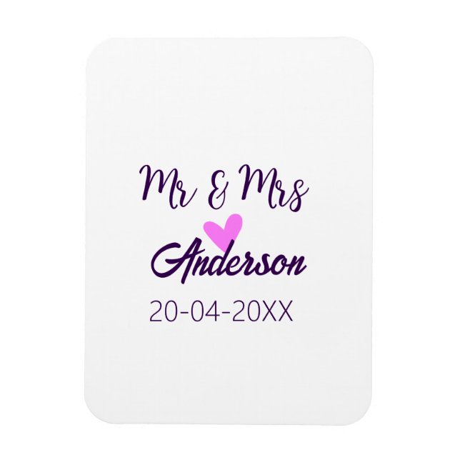 Herr & Fru lägg till efternamn datum år bröllopsgå Magnet (Vertikal)