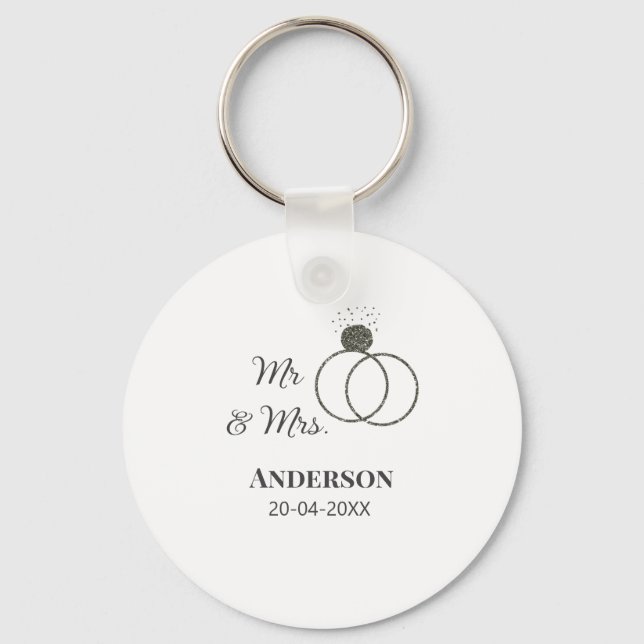 Herr & Fru lägg till efternamn datum år bröllopsgå Nyckelring (Framsida)