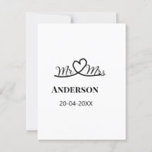 Herr & Fru lägg till efternamn datum år bröllopsgå