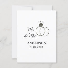Herr & Fru lägg till efternamn datum år bröllopsgå Vykort