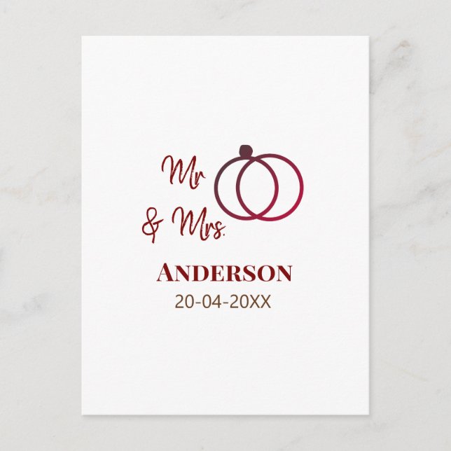 Herr & Fru lägg till efternamn datum år bröllopsgå Vykort (Framsida)