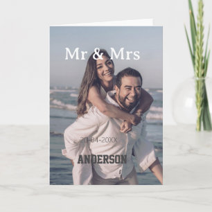 Herr & Fru lägg till familjenamn foto datum bröllo Kort