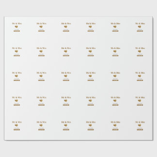 Herr & Fru lägg till familjenamn gyllene glitter h Presentpapper