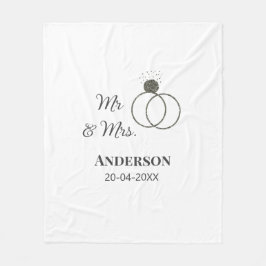 Herr & Fru lägga familjen namn datum år bröllopsgå Fleecefilt
