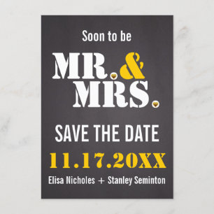 Herr & Fru Modern typografi bröllop Save the Date Inbjudningar