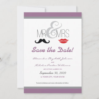 Herr & Fru Mustasch & Läppstift Save-the-Date! Spara Datumet