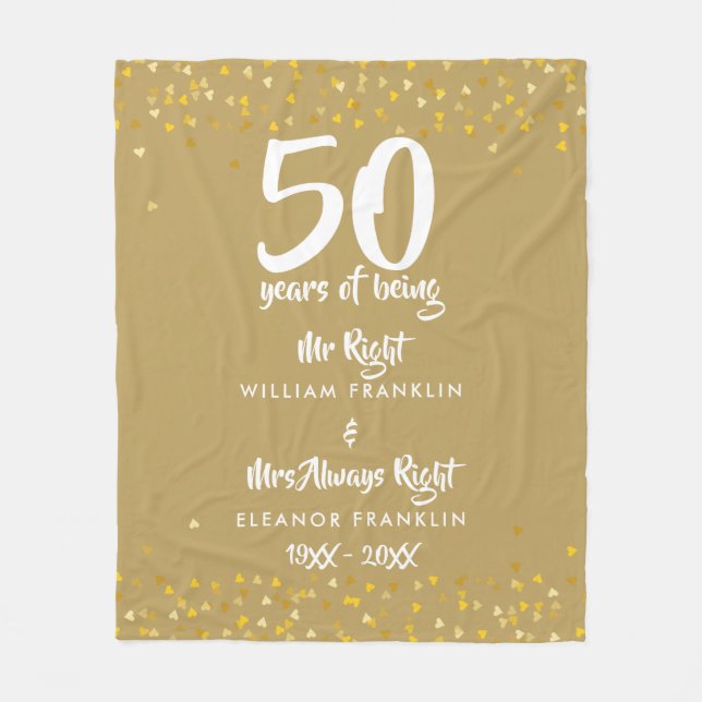 Herr Fru Rätt Roligt Guld 50-årsjubileum Fleecefilt (Framsidan)