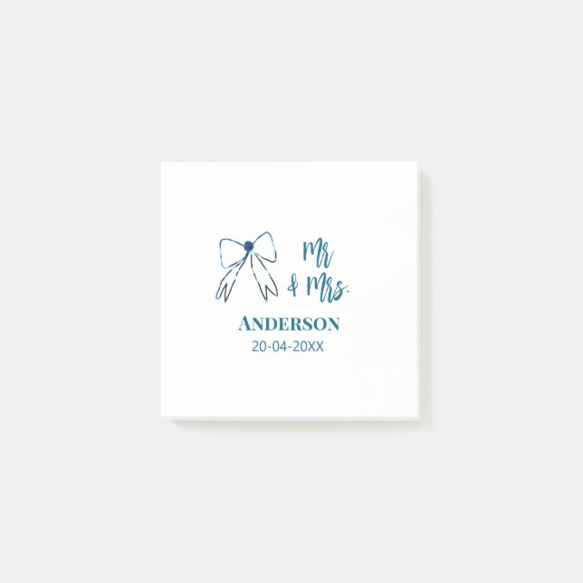 Herr & Fru tillägg namn datum bröllopsfavorit slin Post-it Block (Framsida)