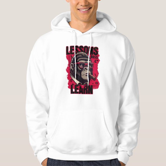 Herr Gorilla Boss Lärdomar Lär Hoodie (Framsida)