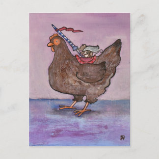 Herr Greymouse Knight Chicken Storybook Art Vykort