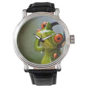 Herr groda med hörlurar armbandsur