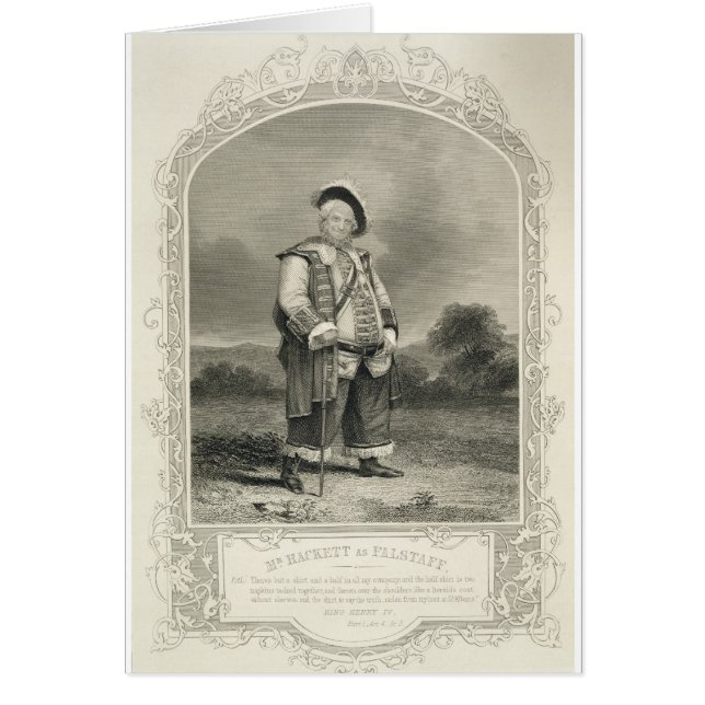 Herr Hackett som Falstaff, i den Henry droppen Hälsningskort (Framsidan)
