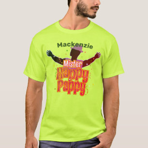Herr Happy Pappy med hatt och ditt namn T Shirt