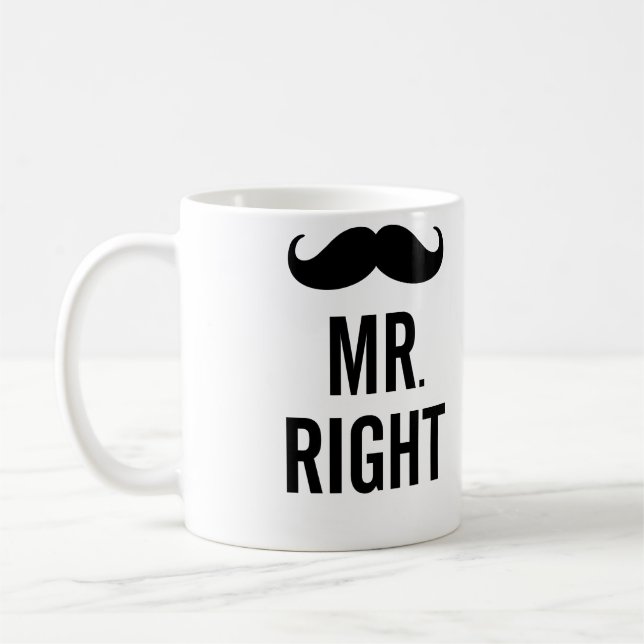 Herr höger mustaschmugg kaffemugg (Vänster)