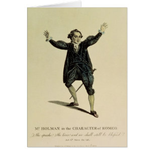 Herr Holman i teckenet av Romeo, pub. 1784 Hälsningskort