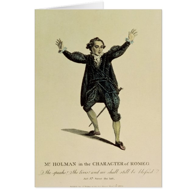 Herr Holman i teckenet av Romeo, pub. 1784 Hälsningskort (Framsidan)