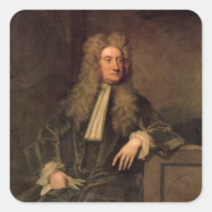 Herr Isaac Newton Fyrkantigt Klistermärke