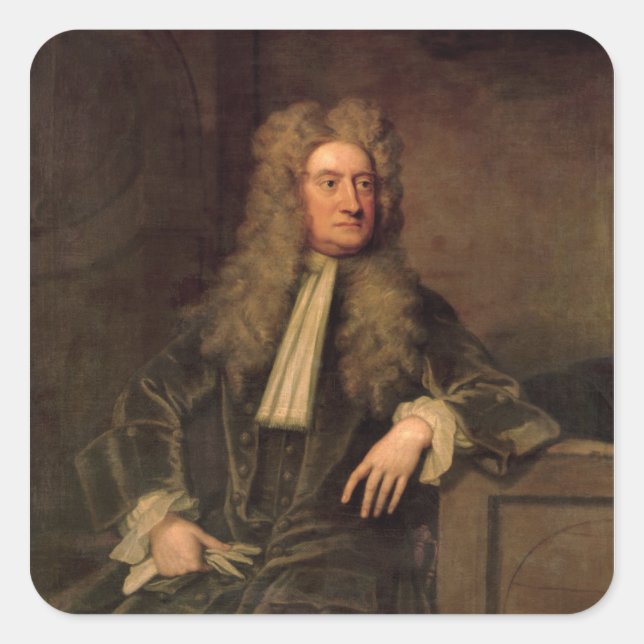 Herr Isaac Newton Fyrkantigt Klistermärke (Framsida)