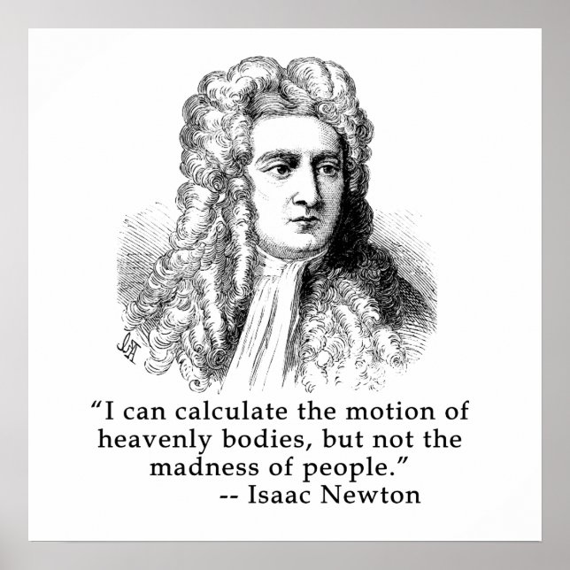 Herr Isaac Newton Porträtt och Quote Poster (Framsidan)