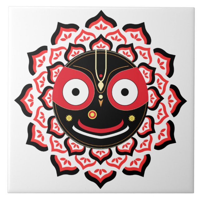 Herr Jagannath Ansikte Chakra Hinduisk Gudinna Kakelplatta (Framsidan)