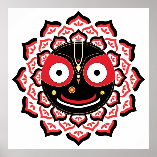 Herr Jagannath Ansikte Chakra Hinduisk Gudinna Poster (Framsidan)