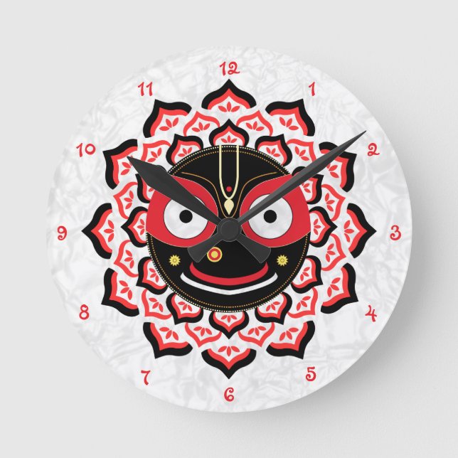 Herr Jagannath Ansikte Chakra Hinduisk Gudinna Rund Klocka (Framsida)