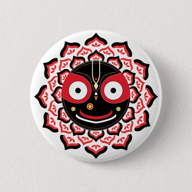 Herr Jagannath Ansikte Chakra Hinduisk Gudom Knapp (Framsida)