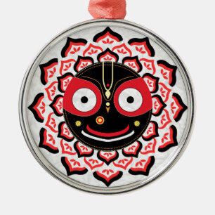 Herr Jagannath Ansikte Chakra Hinduisk Gudomlighet Julgransprydnad Metall