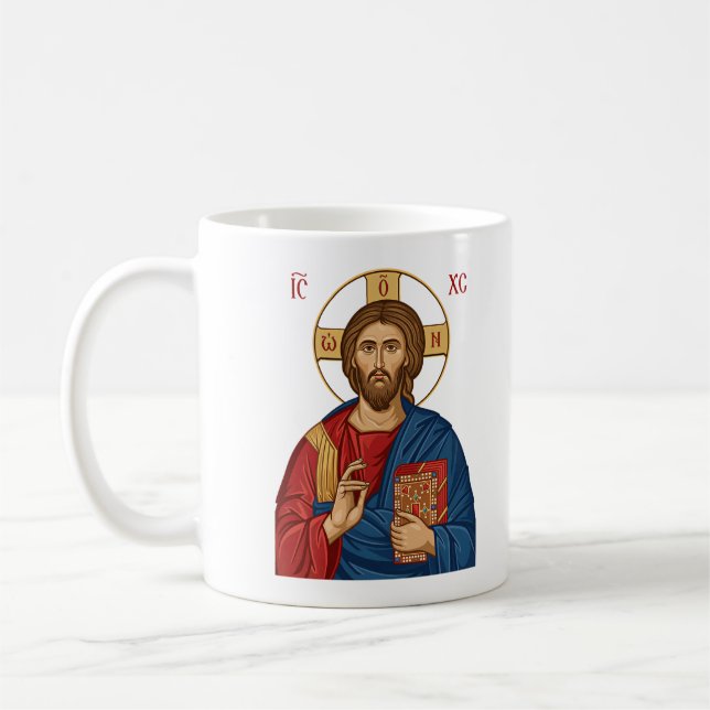 Herr Jesus Kristus Östeuropeisk Ortodox Kyrka Kaffemugg (Vänster)