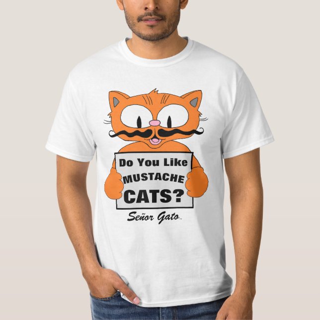 Herr Katt "Gillar du Mustasch Katter?" T-Shirt (Framsida)