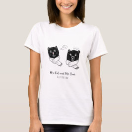 Herr Katt och Herr Björn Söta Djur Vänner T-Shirt