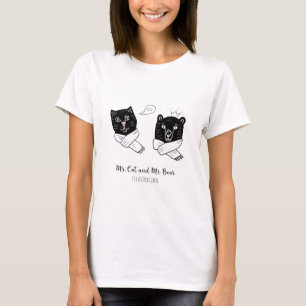 Herr Katt och Herr Björn Söta Djur Vänner T-Shirt