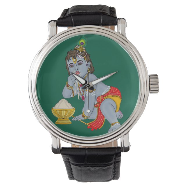 Herr Krishna väggklocka Armbandsur (Framsida)