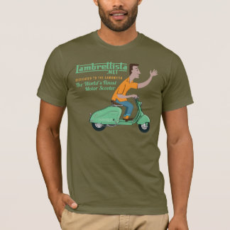 Herr Lambrettista rider en gröna Lambretta LD T-shirt