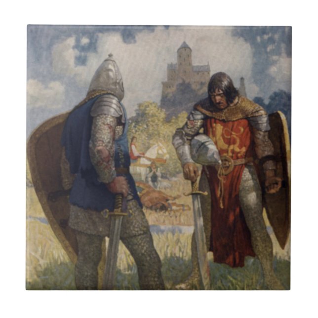 Herr Launcelot du Sjö, Knight of the Round Bord Kakelplatta (Framsidan)