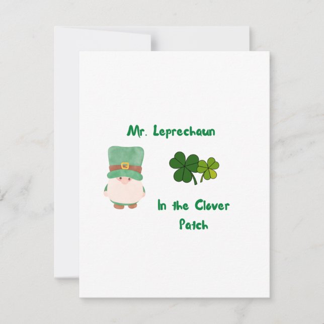 Herr Leprechaun i klöverplätten på en  Julkort (Framsida)