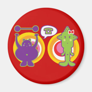 Herr lilor & Fröcken grön gullig tecknade figure Magnet