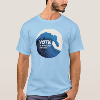 Herr ljust färgad t-shirt med våg / röst logotyp