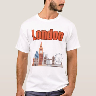 Herr London Skyline Stor Font T Shirt