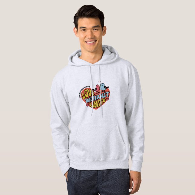 Herr "Love Without Limits" Urban Vit Hoodie (Hel framsida)